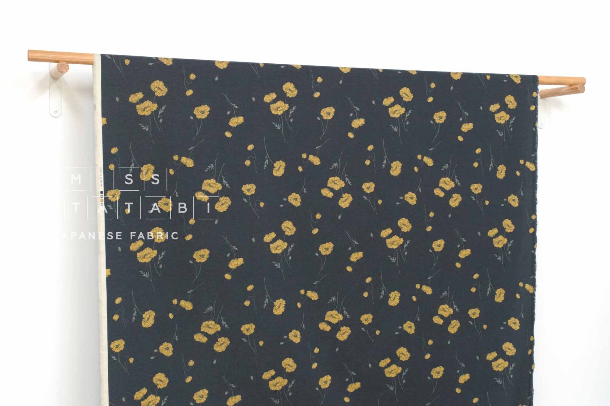 Japanese Fabric Hokkoh Poppies Brushed Cotton - D - 50cm