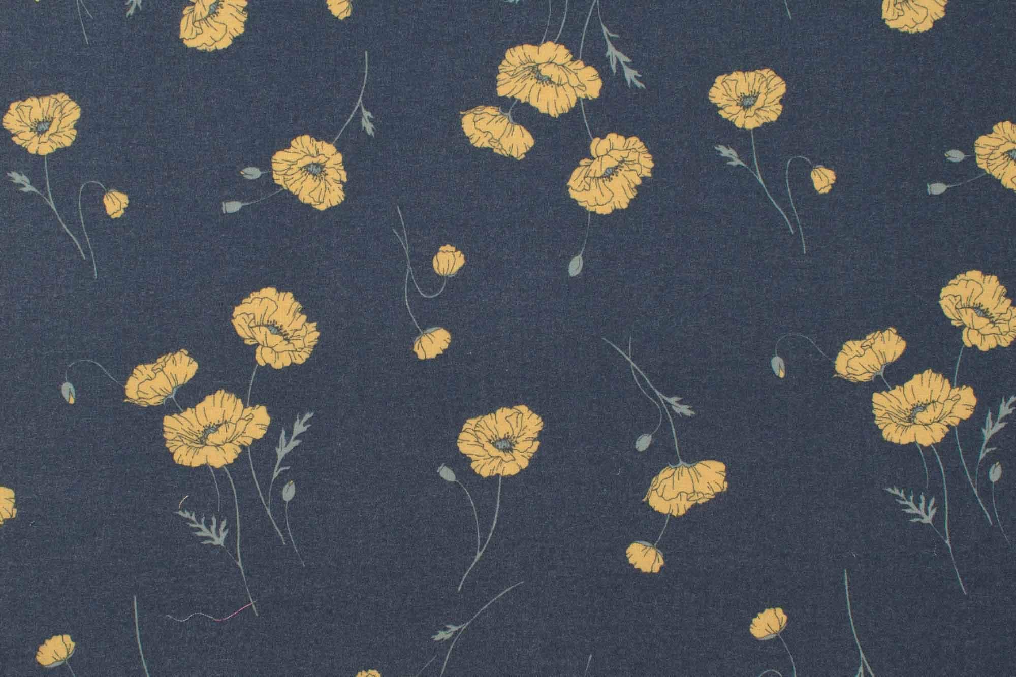 Japanese Fabric Hokkoh Poppies Brushed Cotton - D - 50cm