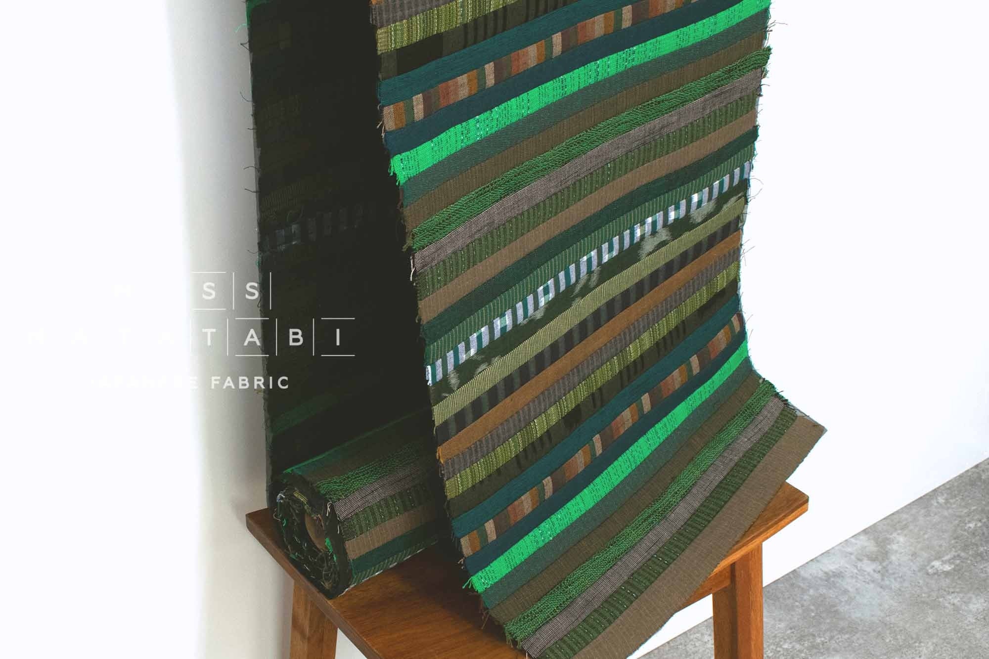 Shokunin Collection Kurume Kasuri Indigo Fabric - patchwork II green - 50cm
