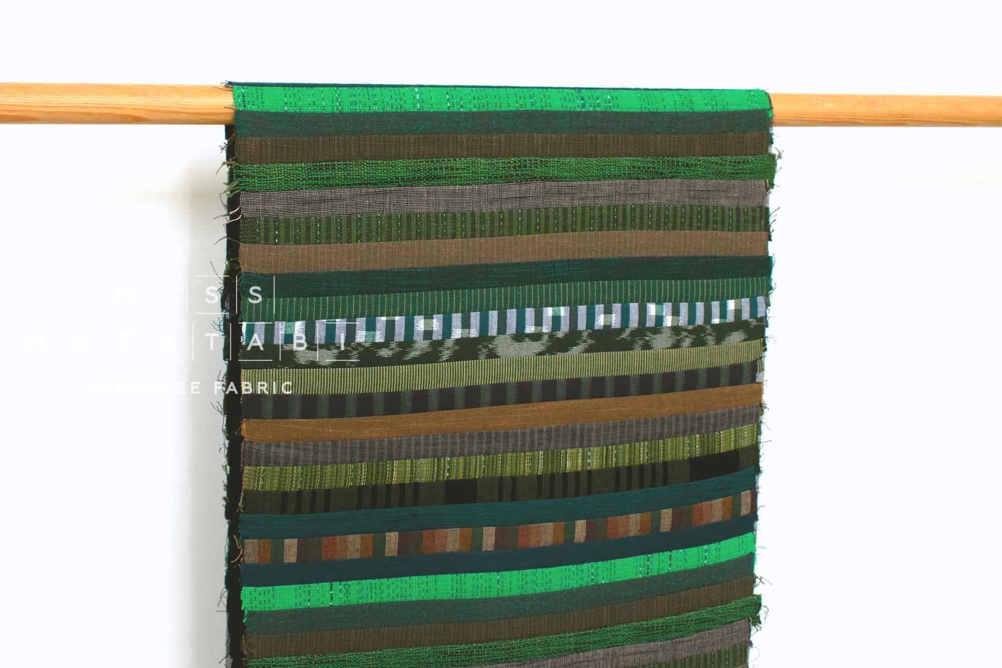 Shokunin Collection Kurume Kasuri Indigo Fabric - patchwork II green - 50cm
