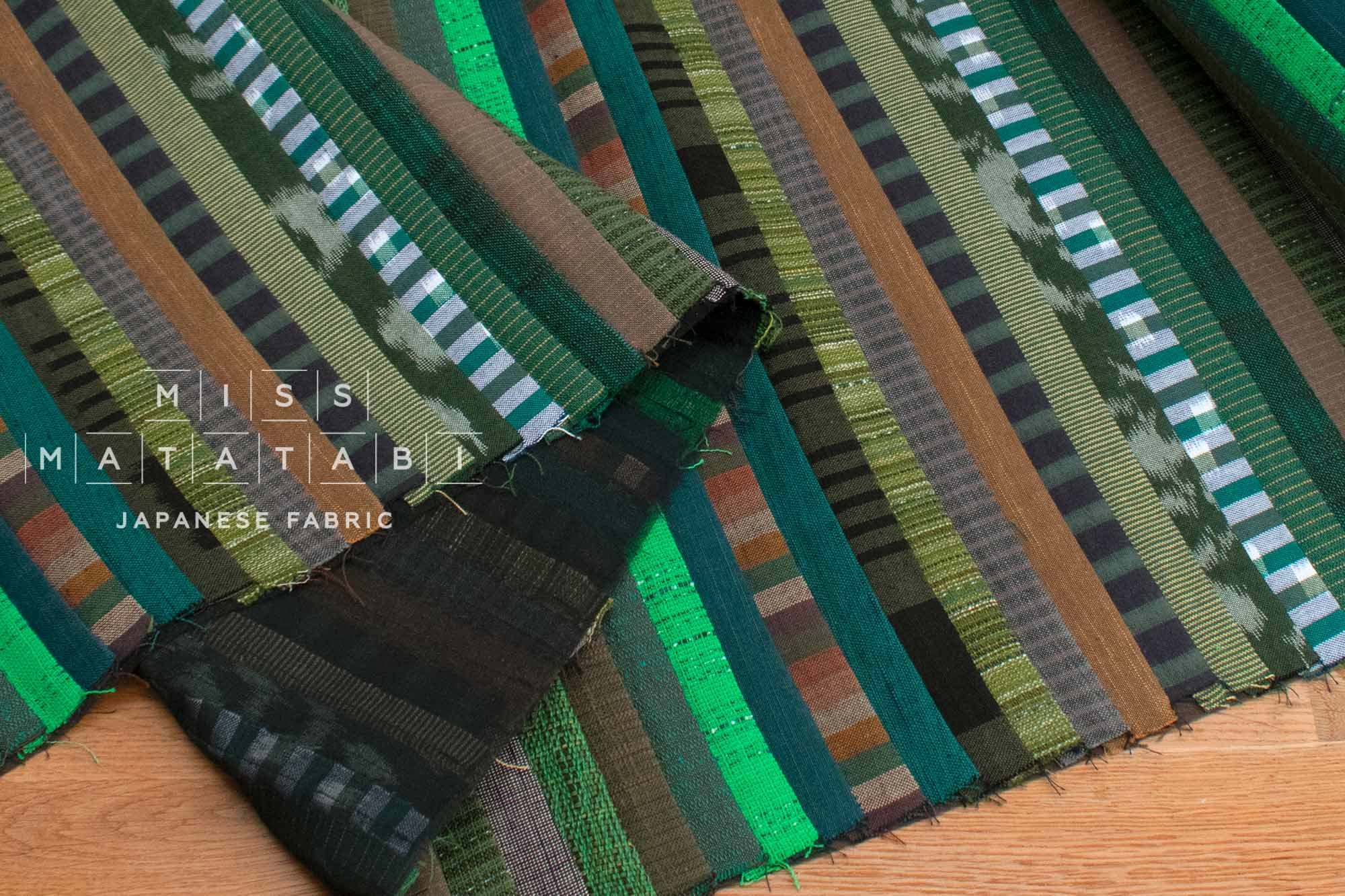 Shokunin Collection Kurume Kasuri Indigo Fabric - patchwork II green - 50cm