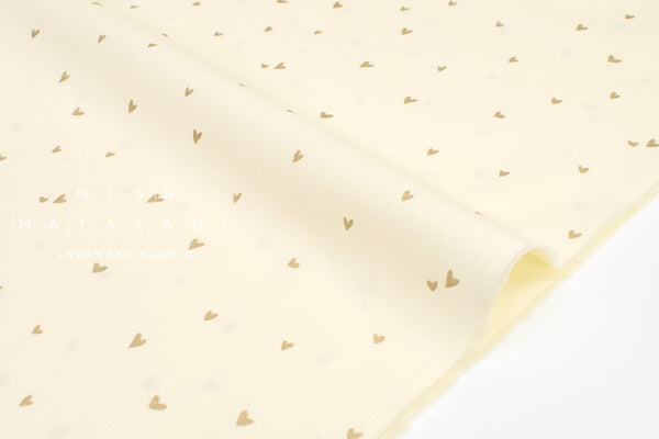Japanese Fabric Metallic Gold Love Hearts - A - 50cm