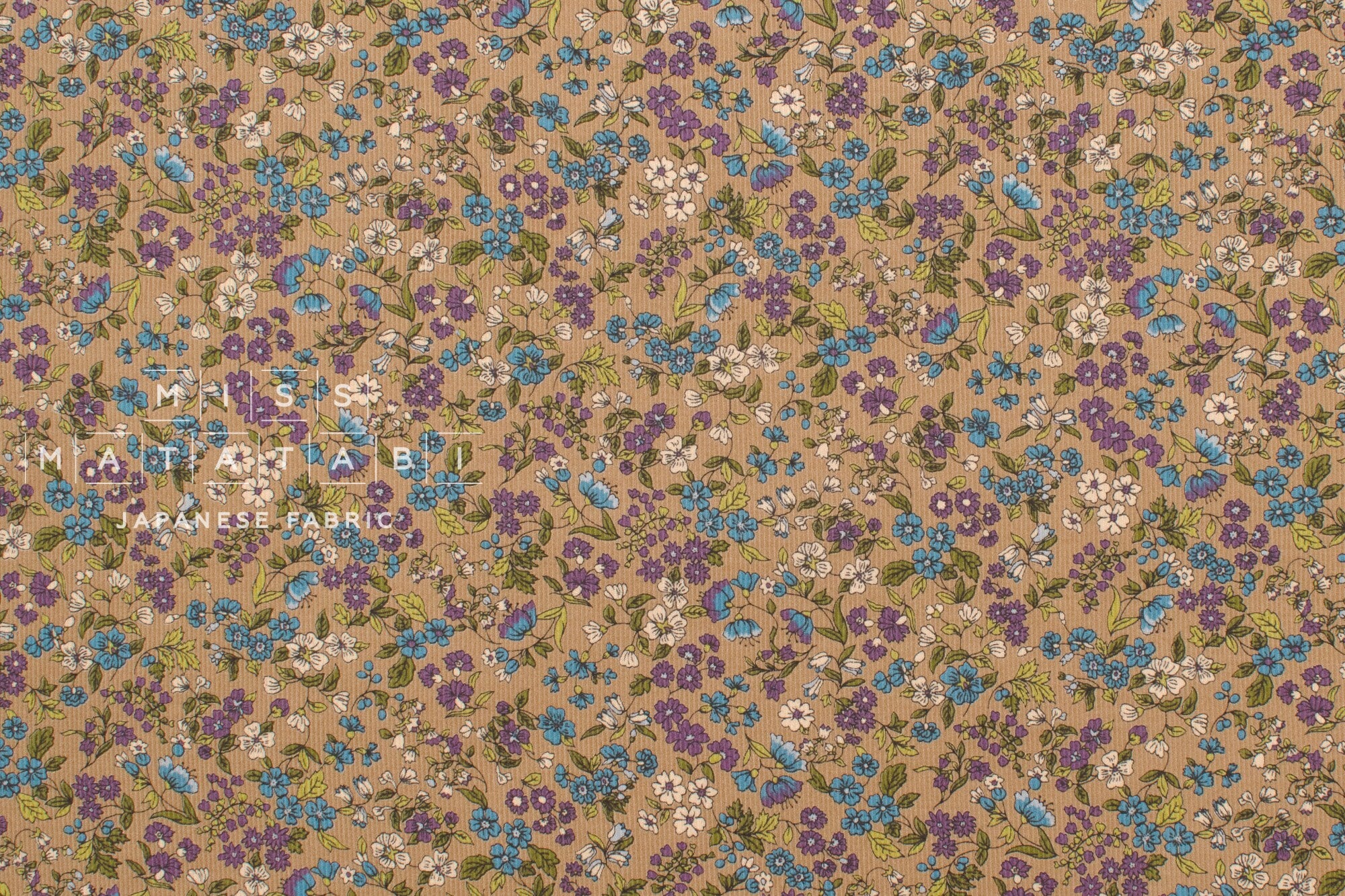 Japanese Fabric Corduroy Allie Floral - B - 50cm