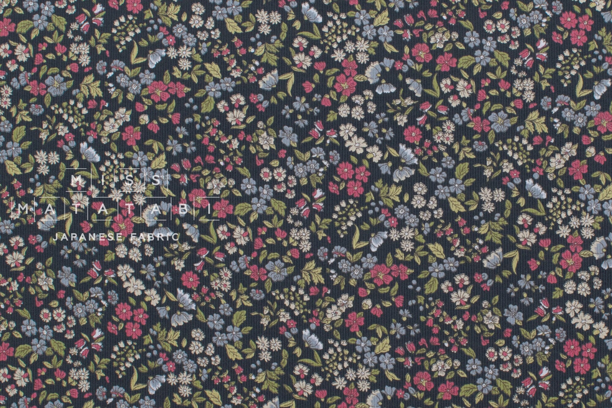 Japanese Fabric Corduroy Allie Floral - C - 50cm