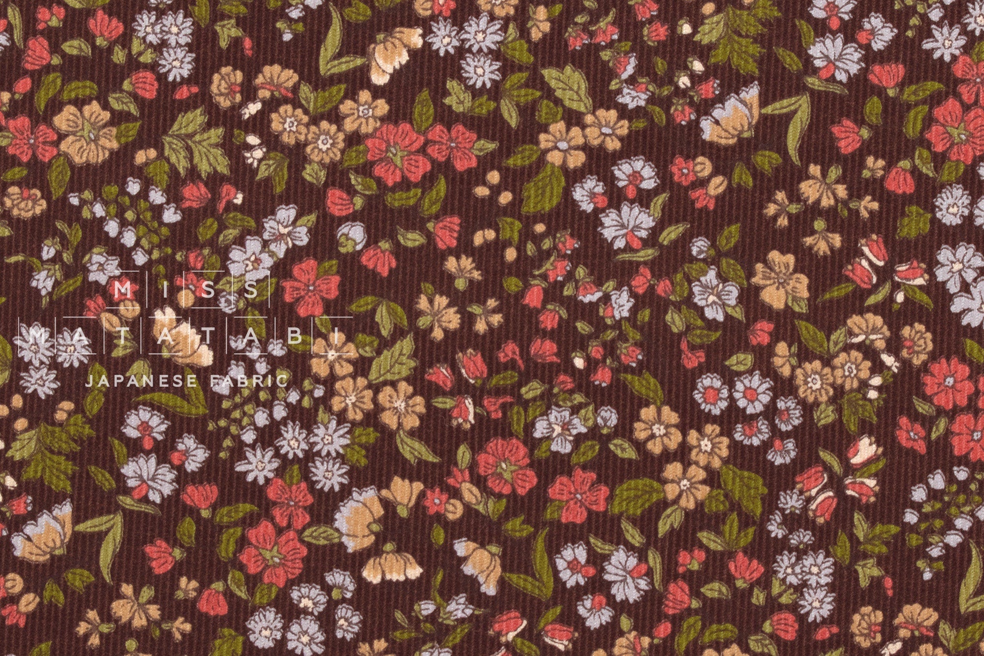 Japanese Fabric Corduroy Allie Floral - D - 50cm