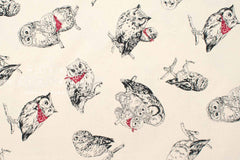 Japanese Fabric Mother Owl and Babies - cream - 50cm