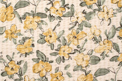 Japanese Fabric Cotton Linen Ripple Drawn Floral - A - 50cm