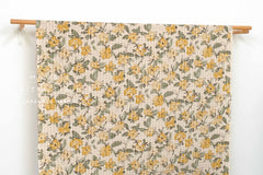 Japanese Fabric Cotton Linen Ripple Drawn Floral - A - 50cm