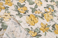 Japanese Fabric Cotton Linen Ripple Drawn Floral - A - 50cm