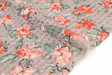 Japanese Fabric Cotton Linen Ripple Drawn Floral - C - 50cm