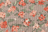 Japanese Fabric Cotton Linen Ripple Drawn Floral - C - 50cm