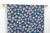 Japanese Fabric Cotton Linen Ripple Drawn Floral - E - 50cm