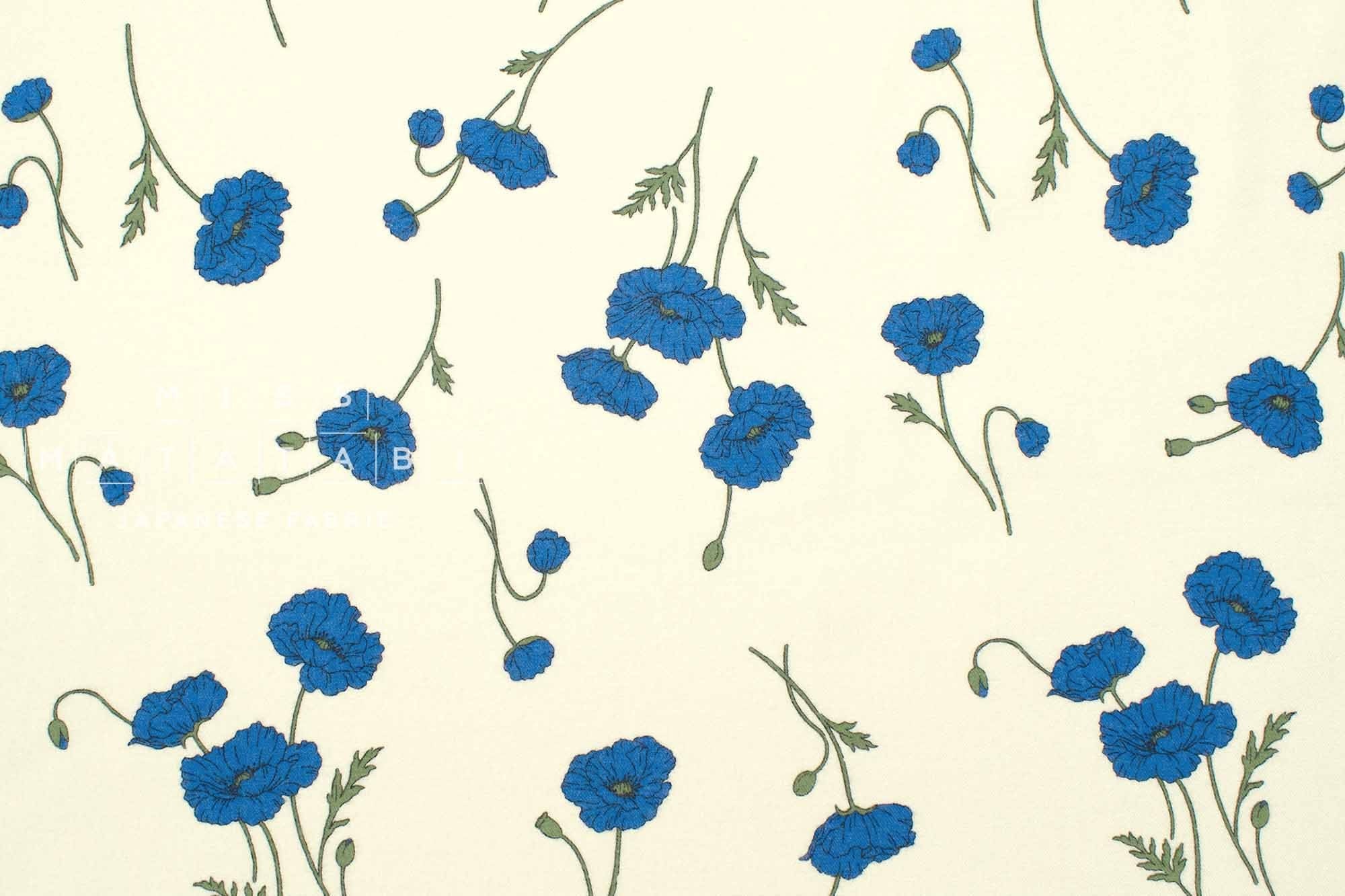 Japanese Fabric Hokkoh Poppies Brushed Cotton - A - 50cm