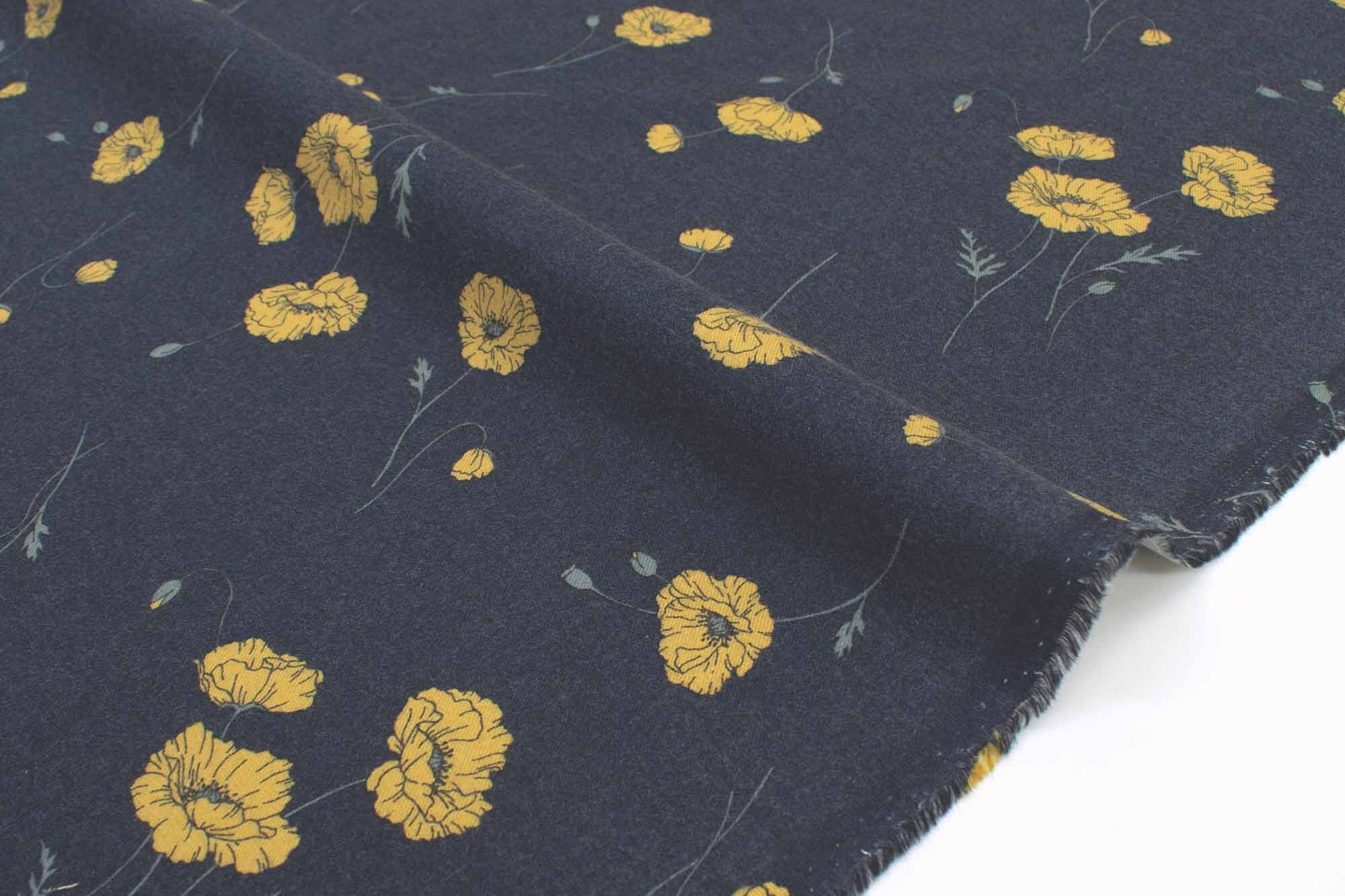 Japanese Fabric Hokkoh Poppies Brushed Cotton - D - 50cm