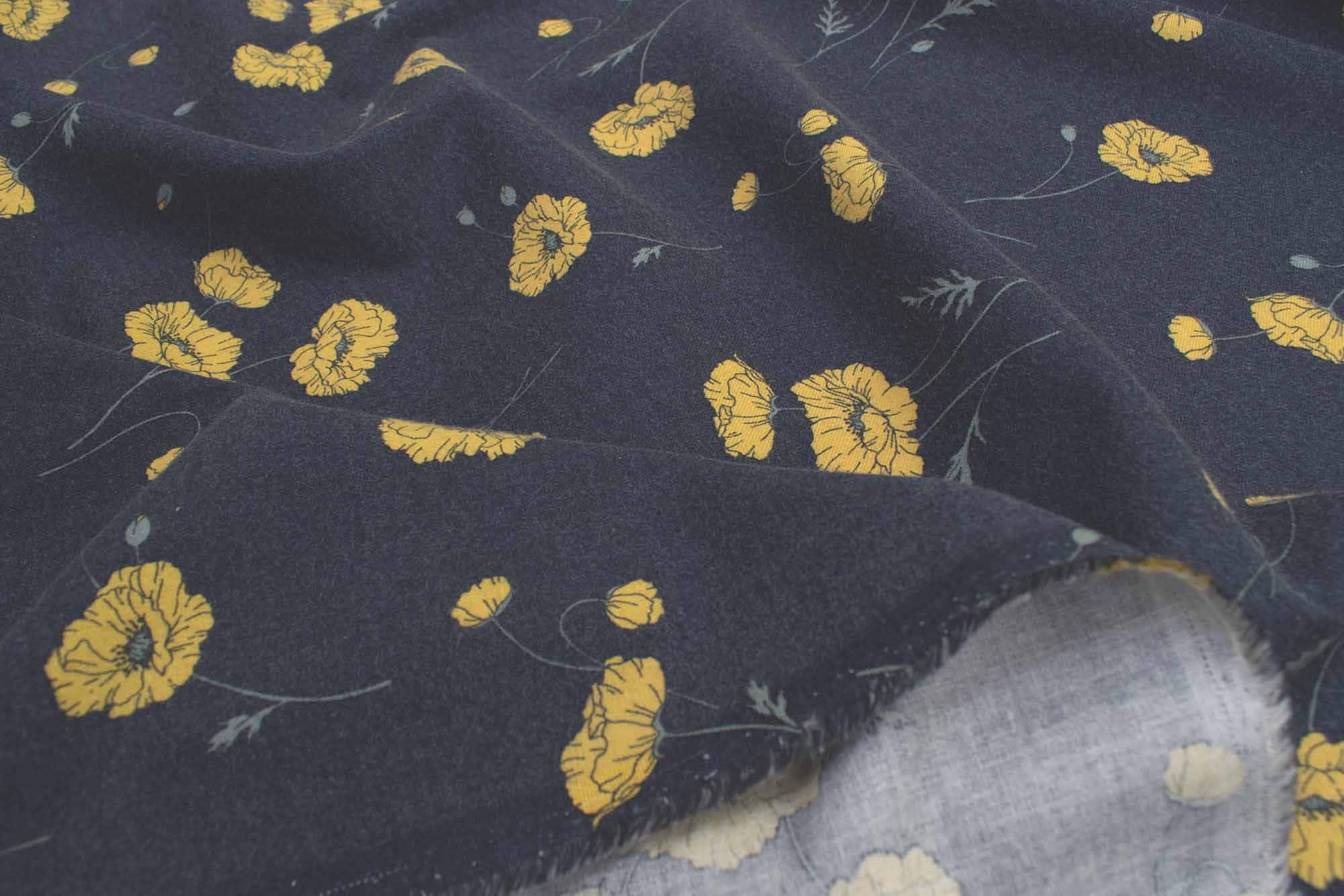 Japanese Fabric Hokkoh Poppies Brushed Cotton - D - 50cm