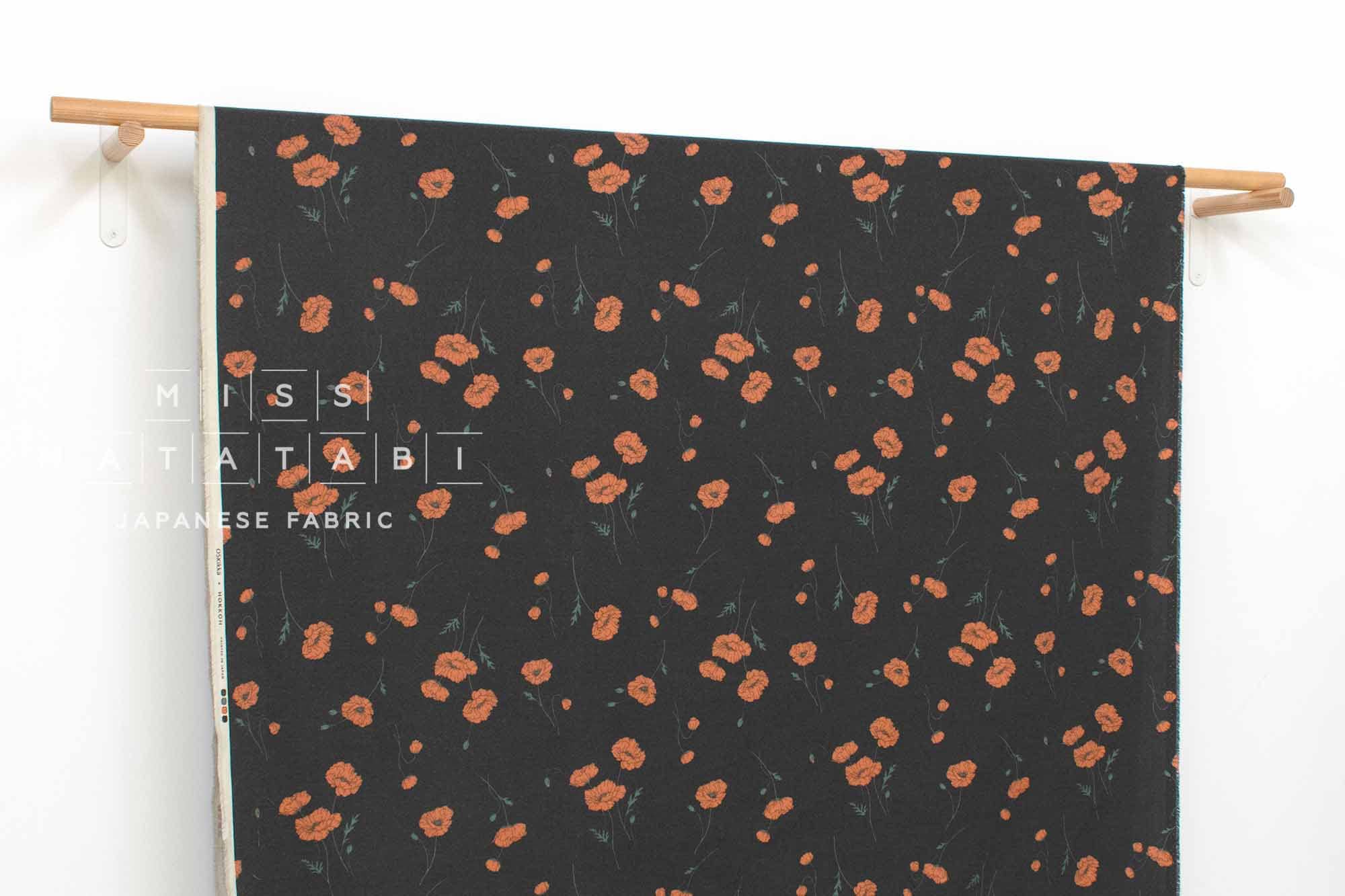 Japanese Fabric Hokkoh Poppies Brushed Cotton - E - 50cm