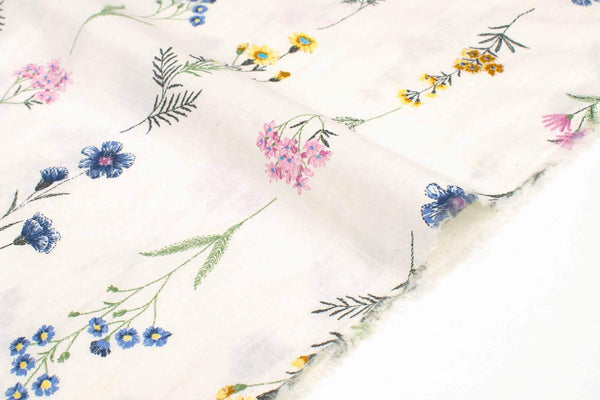 Japanese Fabric Flower Trails Linen Blend - A - 50cm