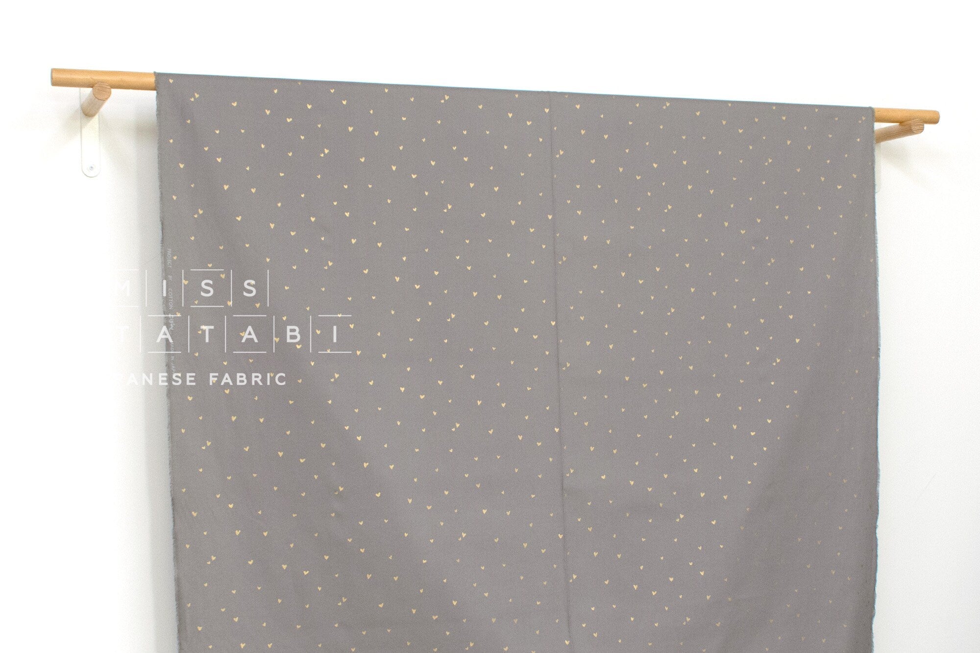 Japanese Fabric Metallic Gold Love Hearts - D - 50cm