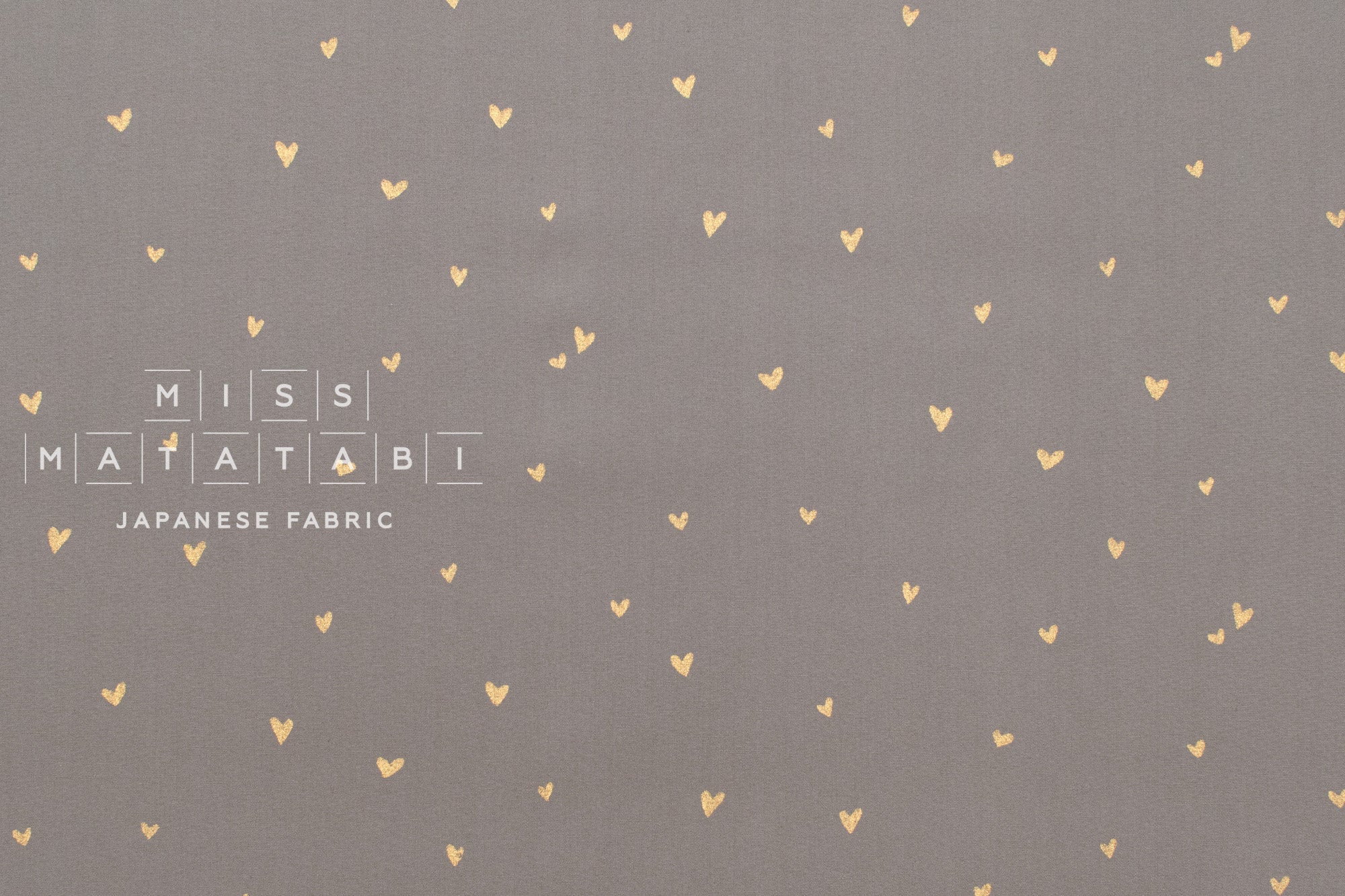 Japanese Fabric Metallic Gold Love Hearts - D - 50cm
