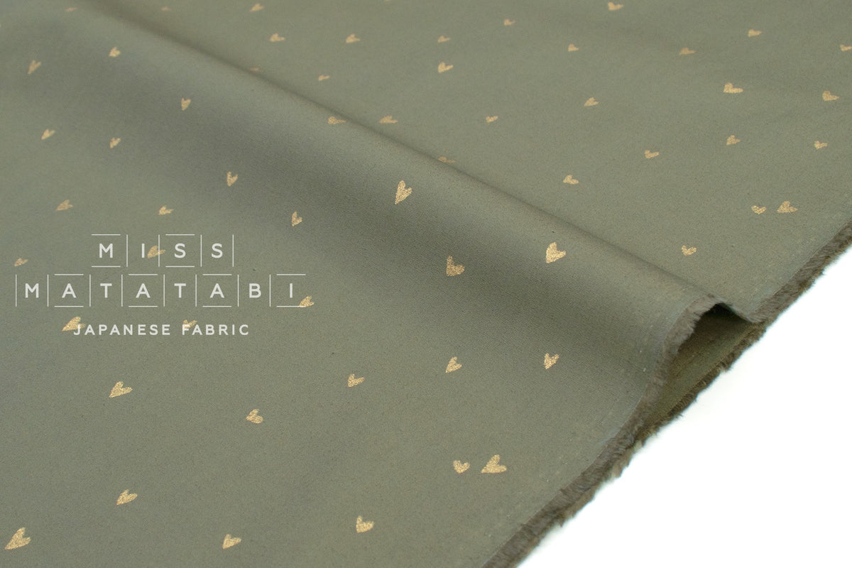 Japanese Fabric Metallic Gold Love Hearts - E - 50cm