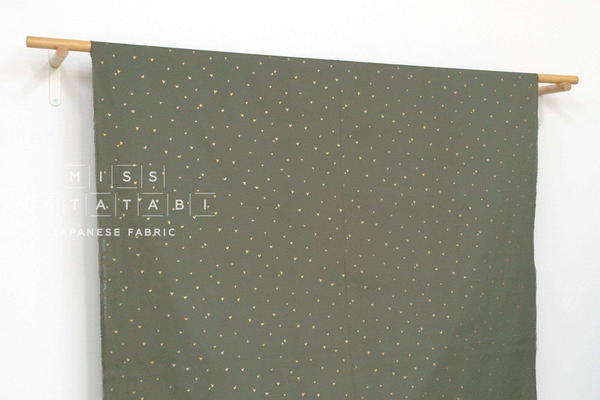 Japanese Fabric Metallic Gold Love Hearts - E - 50cm