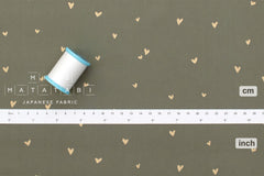 Japanese Fabric Metallic Gold Love Hearts - E - 50cm