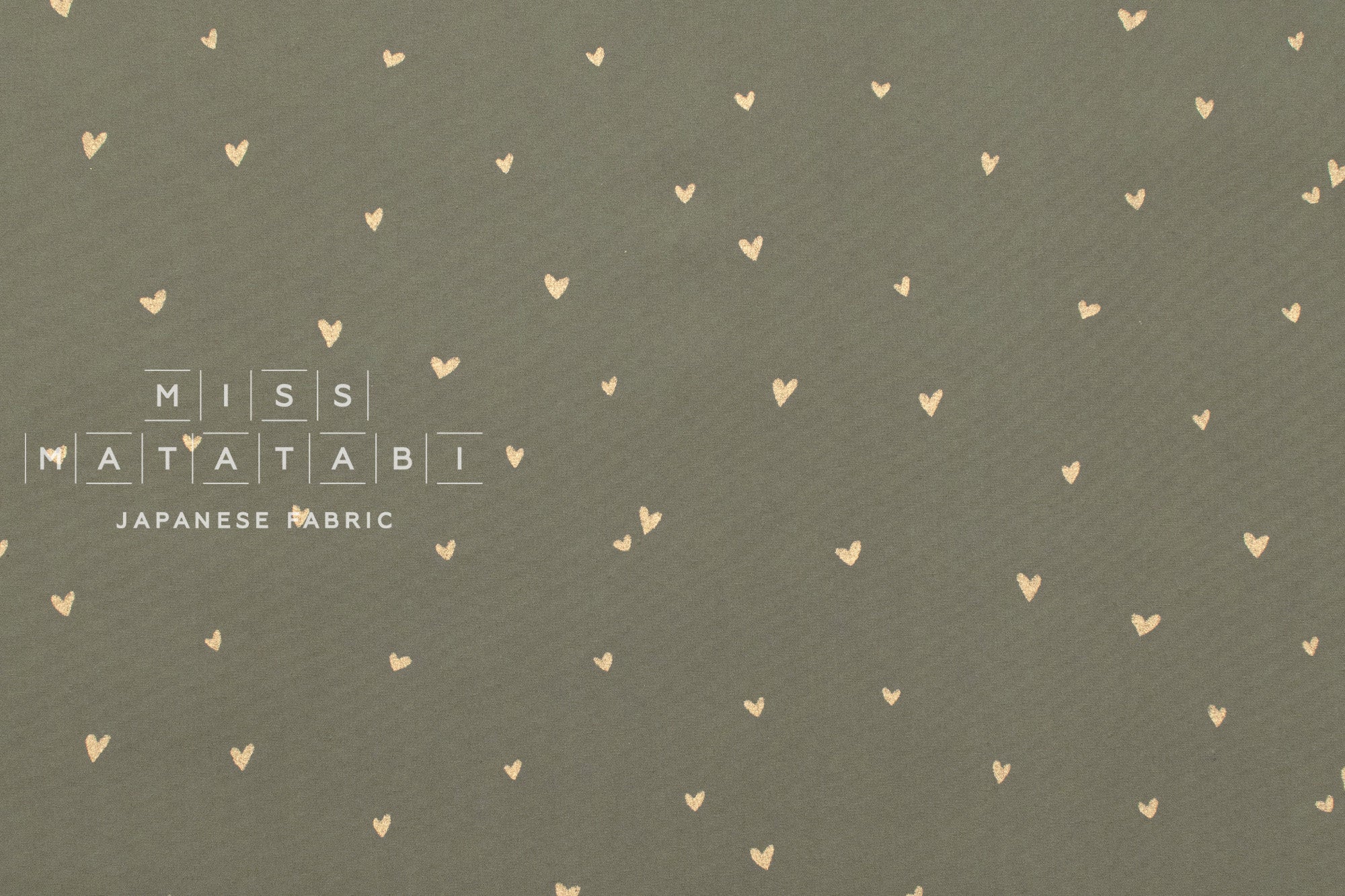Japanese Fabric Metallic Gold Love Hearts - E - 50cm