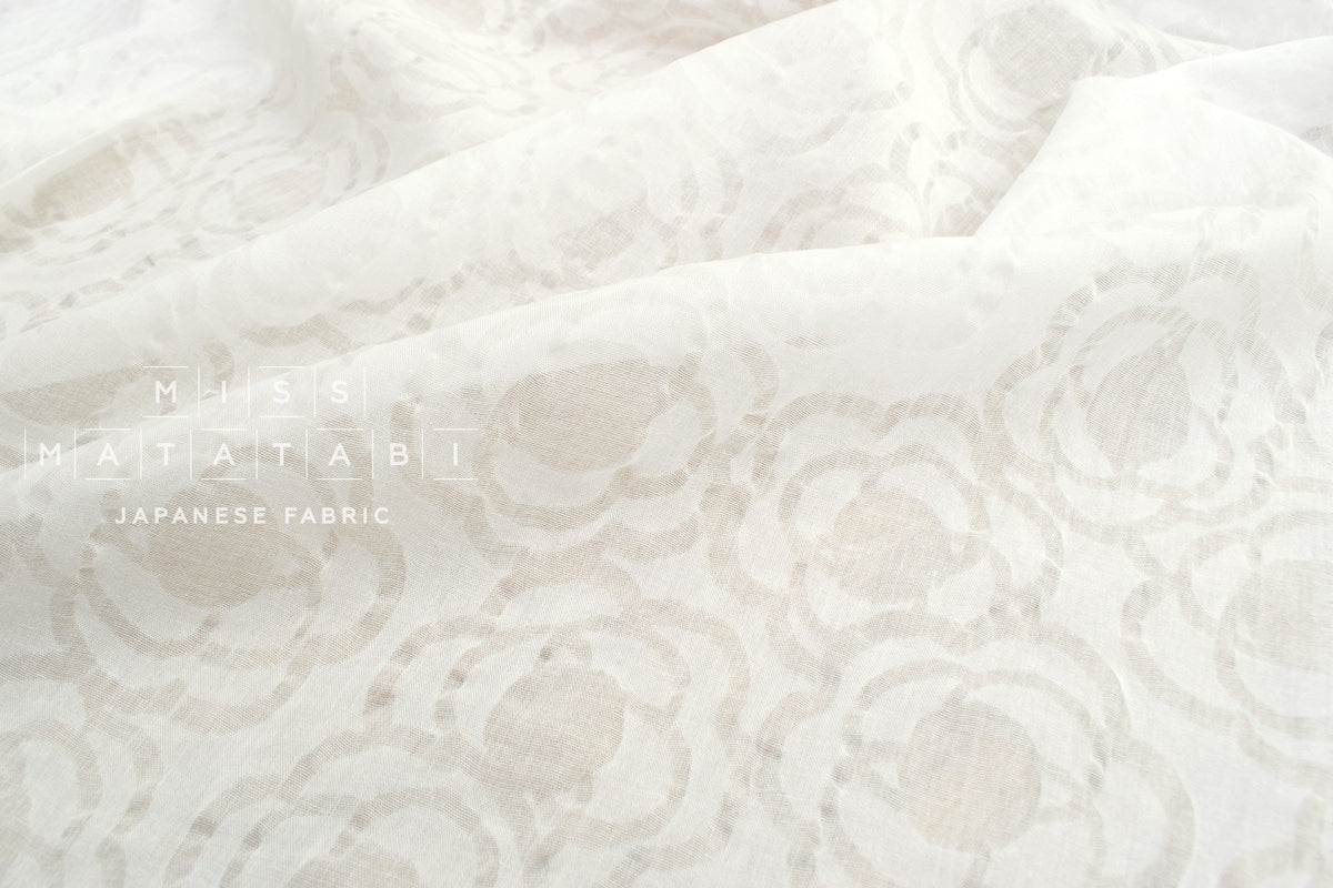 Japanese Fabric Textured Voile - floral - A - 50cm