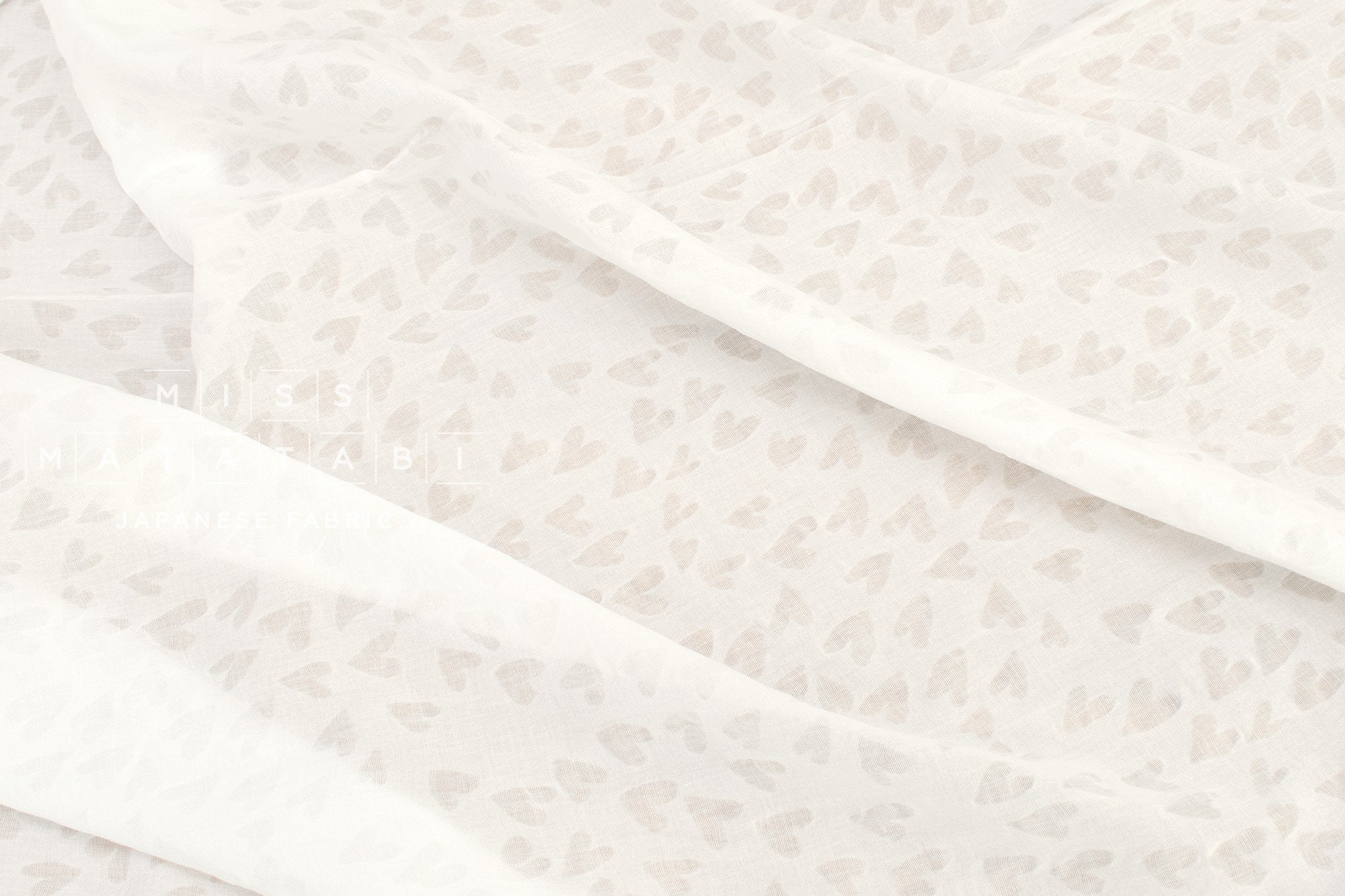 Japanese Fabric Textured Voile - Hearts - A - 50cm