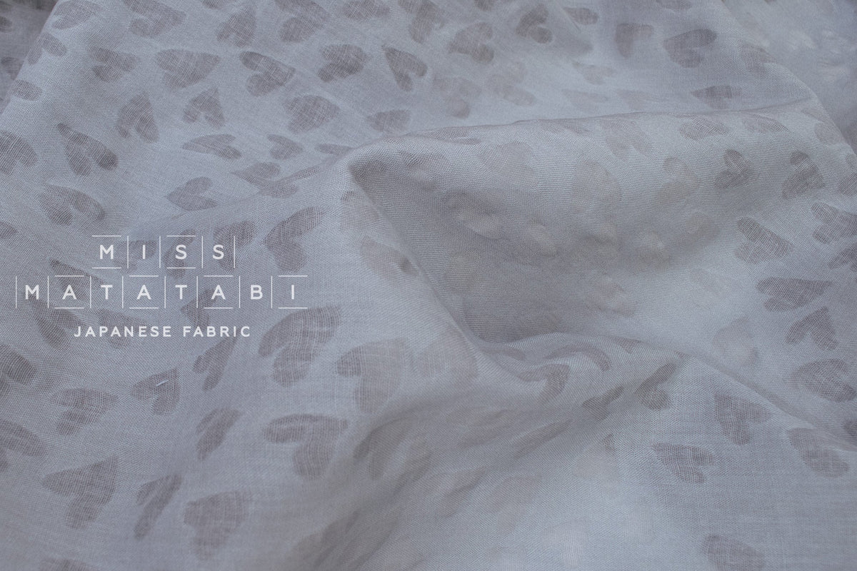 Japanese Fabric Textured Voile - Hearts - D - 50cm