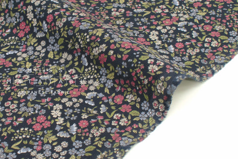 Japanese Fabric Corduroy Allie Floral - C - 50cm