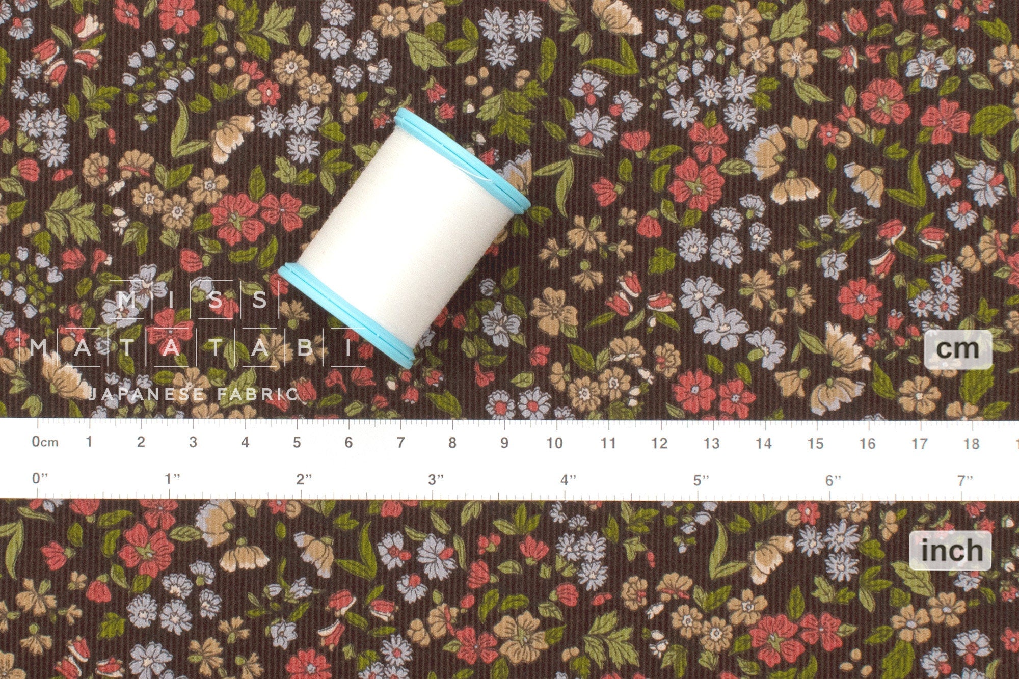 Japanese Fabric Corduroy Allie Floral - D - 50cm