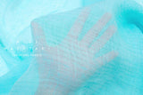 DEADSTOCK Japanese Fabric Washed Herringbone Linen Voile - bright aqua - 50cm
