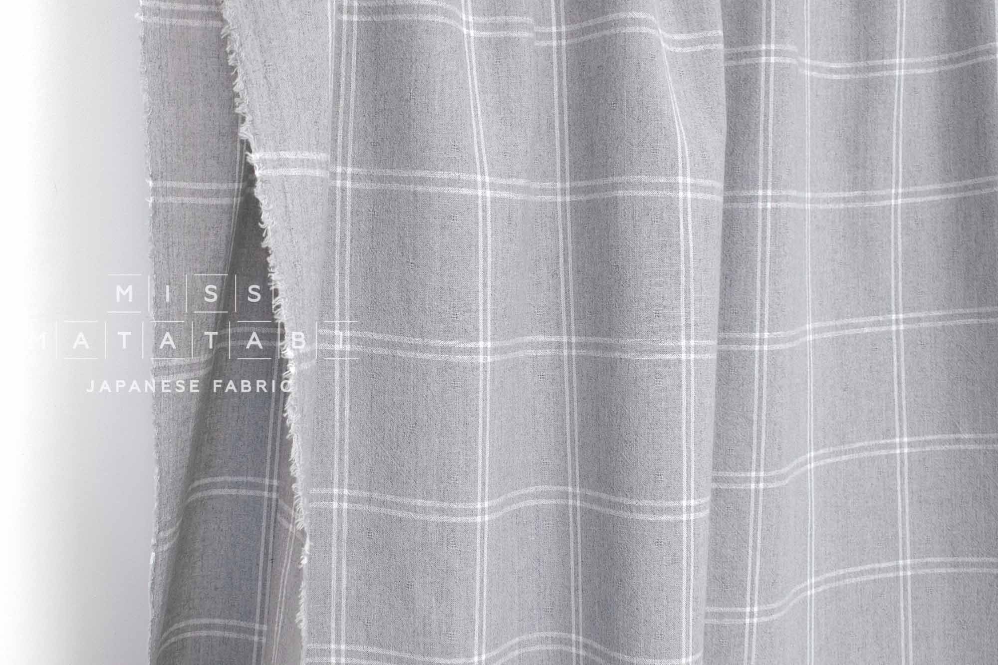 Japanese Fabric Shokunin Collection Yarn-Dyed Check Dobby - grey - 50cm