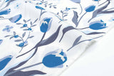 Japanese Fabric Peaceful Floral - white, blue - 50cm