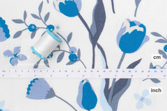 Japanese Fabric Peaceful Floral - white, blue - 50cm
