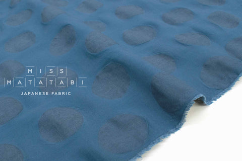 Japanese Fabric Cotton Linen Ripple Dots - blue - 50cm