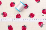 Japanese Fabric Strawberries Double Gauze - cream - 50cm