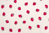 Japanese Fabric Strawberries Double Gauze - cream - 50cm