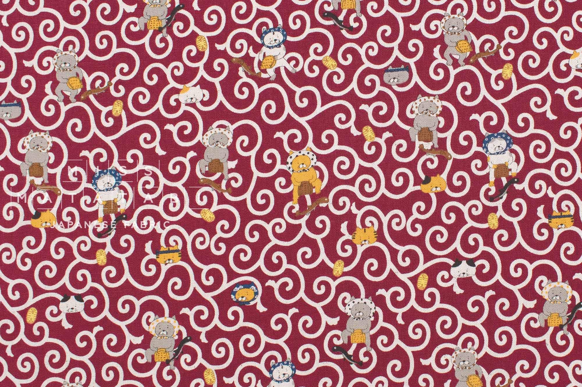 Japanese Fabric Dojou Sukui Cats - B - 50cm