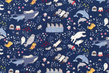 Japanese Fabric Cotton Ripple Polar Cats - D - 50cm