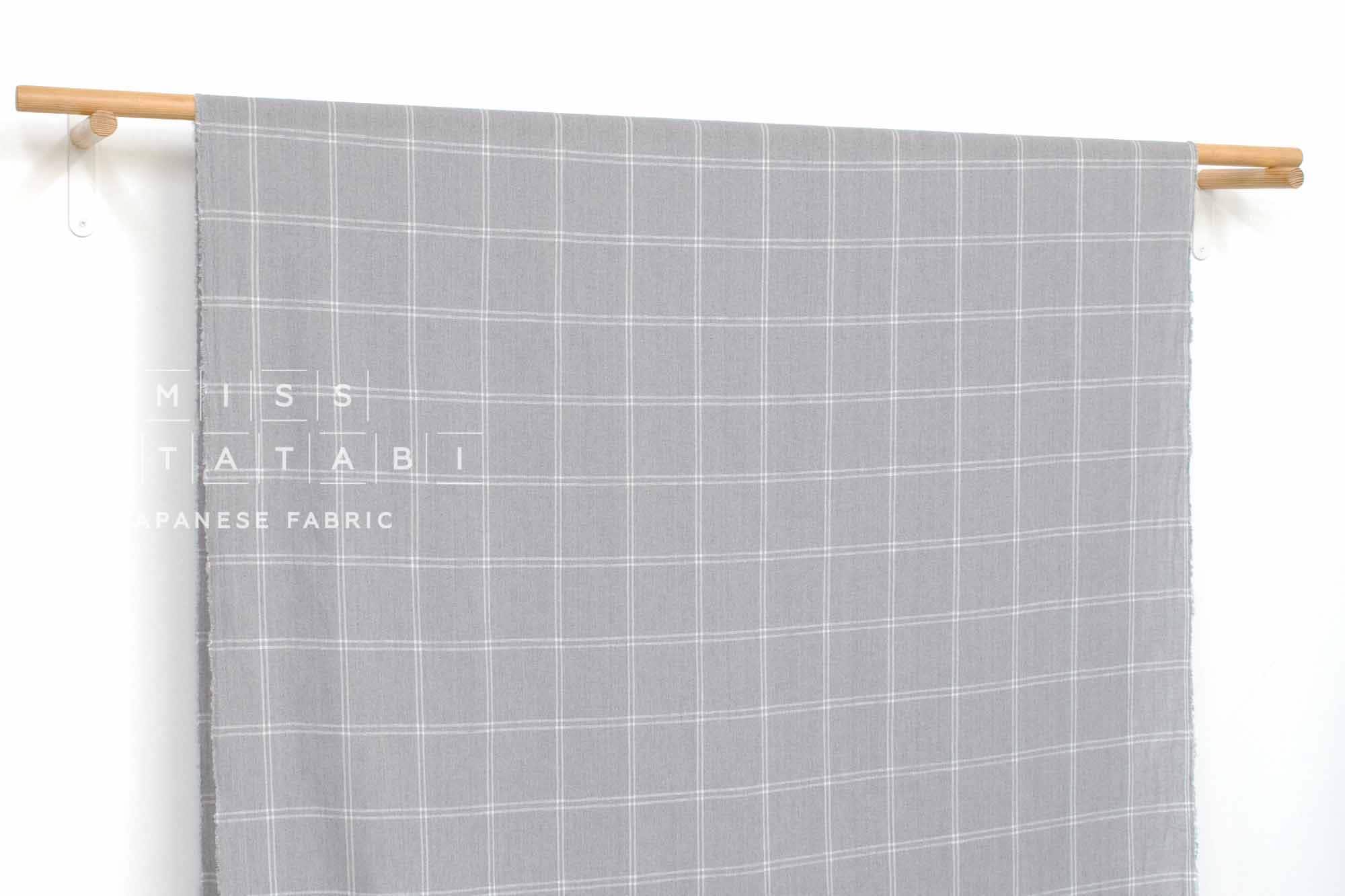 Japanese Fabric Shokunin Collection Yarn-Dyed Check Dobby - grey - 50cm
