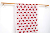 Japanese Fabric Punch Needling Style Heart Embroidery - white, red - 50cm