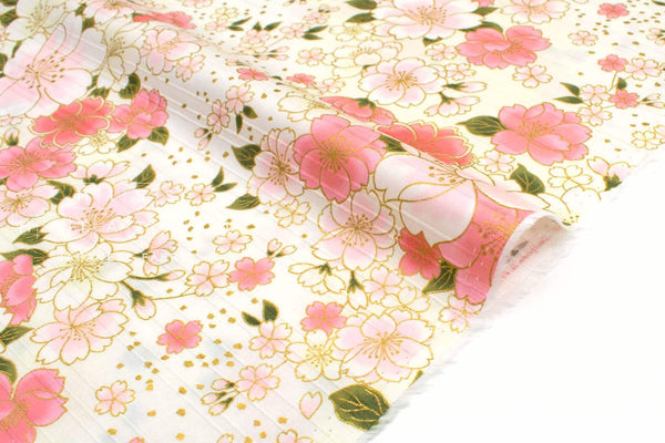Japanese Fabric Sakura in Bloom Slub Cotton - cream - 50cm