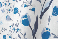 Japanese Fabric Peaceful Floral - white, blue - 50cm