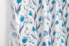 Japanese Fabric Peaceful Floral - white, blue - 50cm