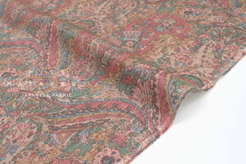 Japanese Fabric 100% Linen Paisley - A - 50cm