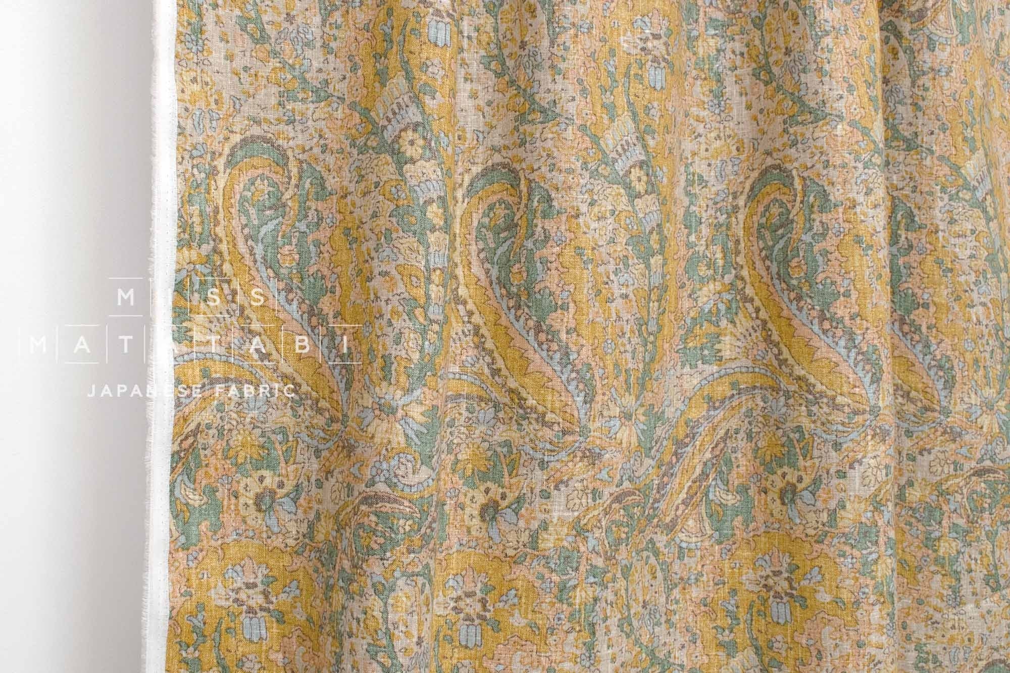 Japanese Fabric 100% Linen Paisley - C - 50cm