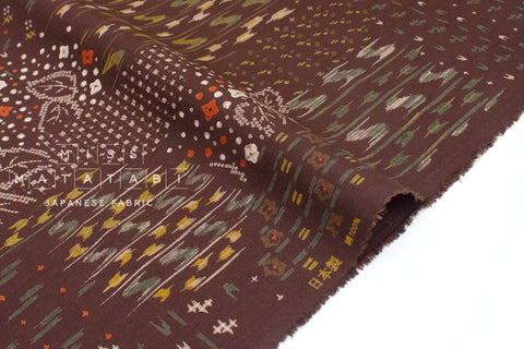 Japanese Fabric Floating Flower Kasuri - brown - 50cm