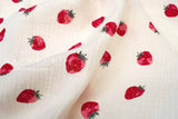 Japanese Fabric Strawberries Double Gauze - cream - 50cm